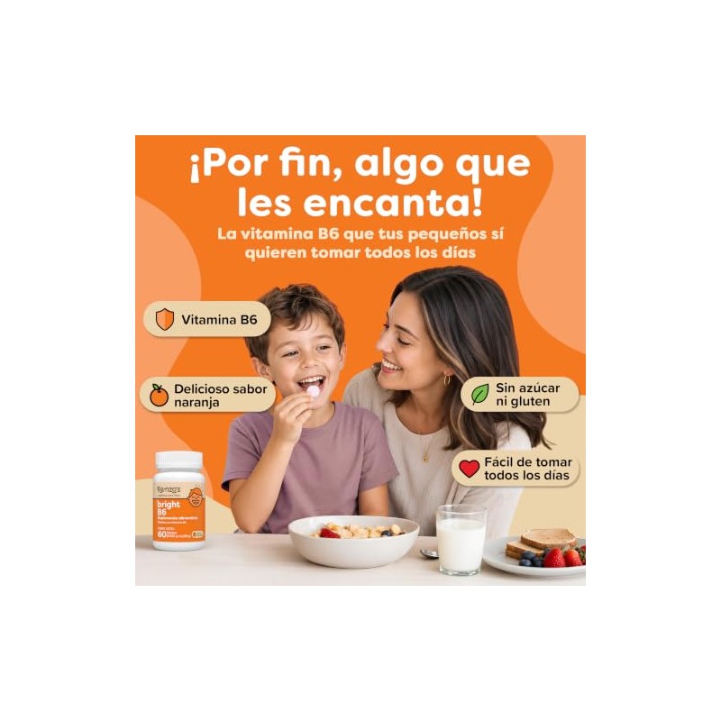 Renzo's Bright B6 | Vitaminas B6 para Niños | 60