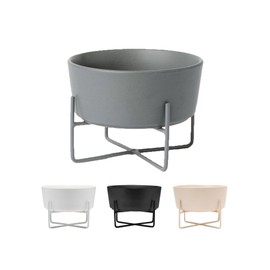 Waggo Elevated Dog Bowl with Stand – Raised Ceramic Dog Feeder or Water Bowl with Iron Stand, Small or Large Pet Bowl for Food & Water – Modern Dish (Small, Dolphin)