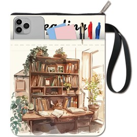 craspire Desk Book Covers with Words Book Cover Book Protector for Paperbooks Washable Book Cover Made of Fabric with Zip and Additional Case Pocket for Book Lovers Gifts