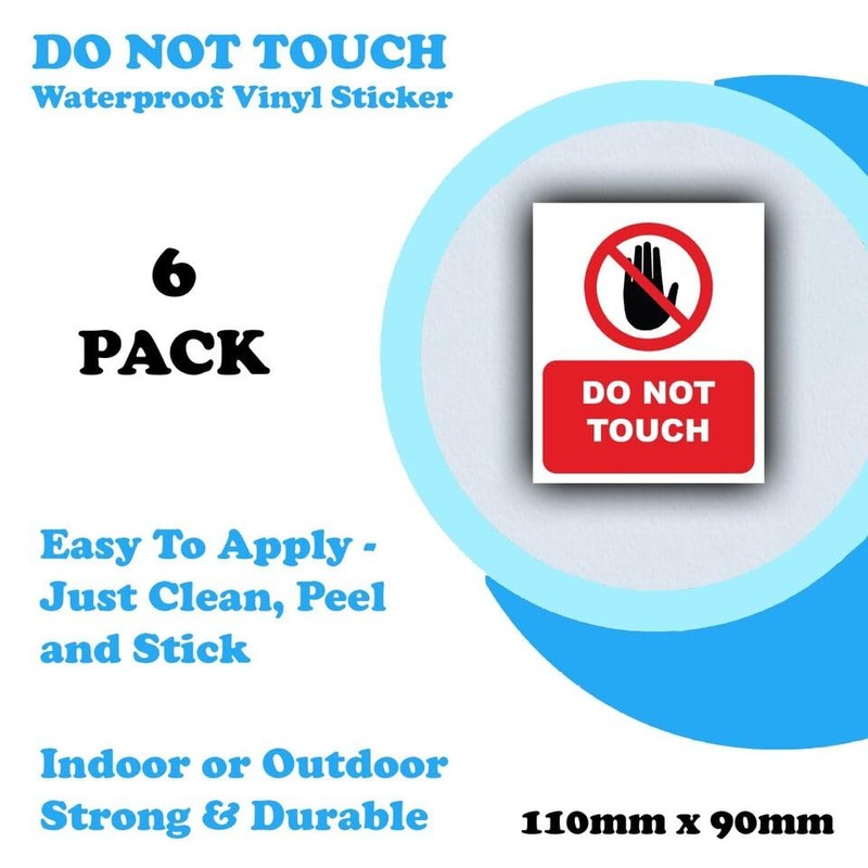 6-Pack - Do Not Touch Safety Vinyl Sign Stickers -