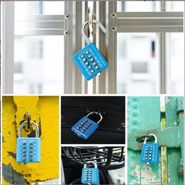 Stainless Steel Padlock 10 Digit Combination Padlock Button Bombination Padlock Button Padlock，Without Key Padlock+for Gym Locker Room Storage Room Anti-Theft Lock (Blue)
