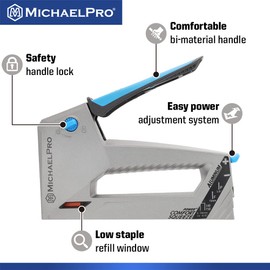 MichaelPro MP013011 Aluminum Tacker/Staple Gun, Multi-Purpose Stapler for Professionals and Heavy Duty Usage