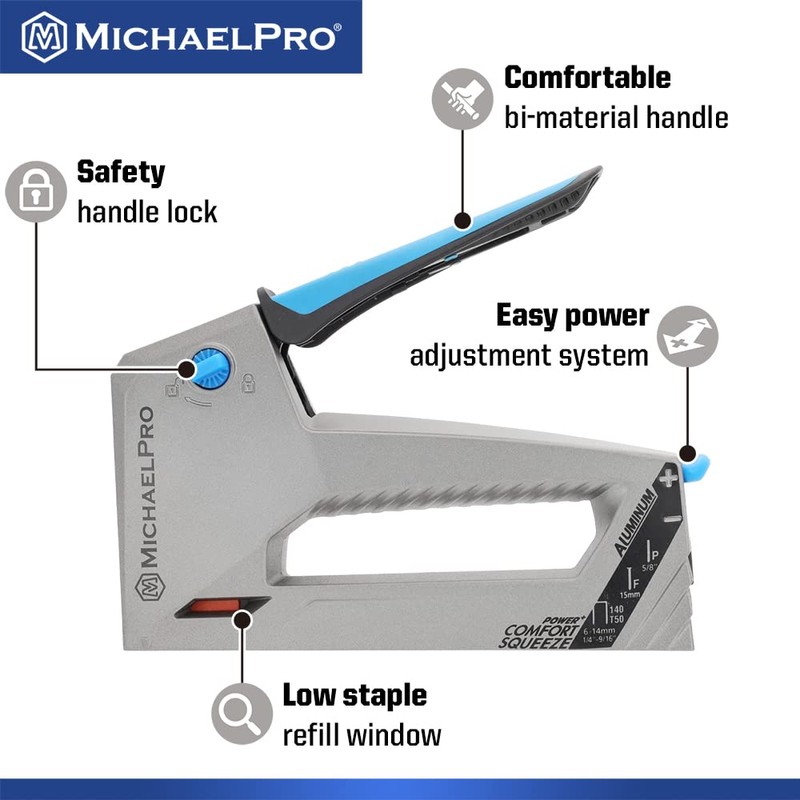 MichaelPro MP013011 Aluminum Tacker/Staple Gun, Multi-Purpose Stapler for Professionals and