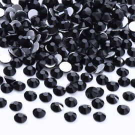 Meibite Black Flatback Rhinestones, Glass Rhinestones for Nail Art and Craft, Glue Fix, Loose Crystal Gemstones(Black, SS16, 2880pcs, 3.8-4.0mm)