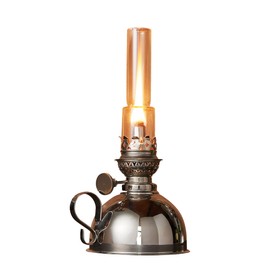 Oil Lamp - 9” Tall Lantern with Antique-Style Nickel Body and Glass Chimney - Decorative Kerosene Lantern with Adjustable Wick - Oil Lamps for Indoor or Outdoor Use by Kings County Tools