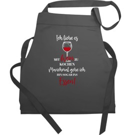 Shirtracer - Apron Gift - Cooking Apron - Adult - Ich liebe es mit Wein zu kochen, 2 anthracite