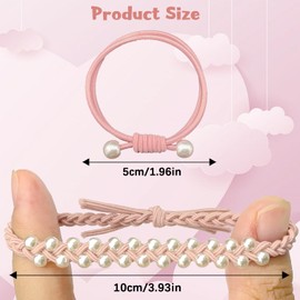 Pack of 20 Boho Hair Ties, Boho Hair Bobbles for Women and Girls Stretch Ponytail Holders with Pearl Elastic Hair Ties Bracelets for Thin Hair/Thick/Medium/Long Hair