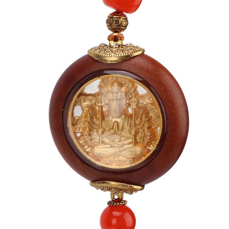 Buddha Decor Rosewood Statue Pendant Lucky Car Interior Decoration for