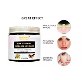 Pure Organic Shea Butter Bamboo Charcoal Peel Off Face Mask - Remove Dirt, Oil,