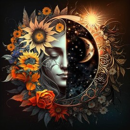 HecticCore 5D Diamond Painting Set for Adults, Sun and Moon Full Drill Diamond Painting DIY Diamond Painting Craft Set for Living Room and Bedroom Wall Decoration (30 x 40 cm)