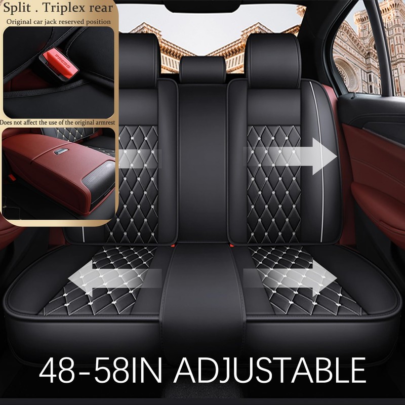 LOVJOYSE Crown Car Seat Covers Full Set, Premium Leather Waterproof