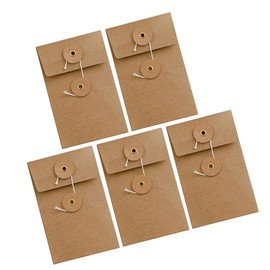 Gadpiparty 5pcs Vintage Paper Envelopes Small Square Envelopes with String Tie Closure for Office Wedding Invitations and Projects Writable Stylish Design