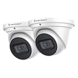 2-Pack Amcrest UltraHD 4K (8MP) Outdoor Security IP Turret PoE Camera, 3840x2160, 98ft NightVision, 125° FOV, IP67, MicroSD Recording (256GB), White (2PACK-IP8M-T2599EW-AI-V3)