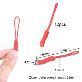 CooBigo 12Pack Zipper Pull Replacement, Golf Bag Zipper Pull Replacement Tab for Backpack, Jackets, Pants, Boots, Coats, Luggage - Red(Universal Extender)