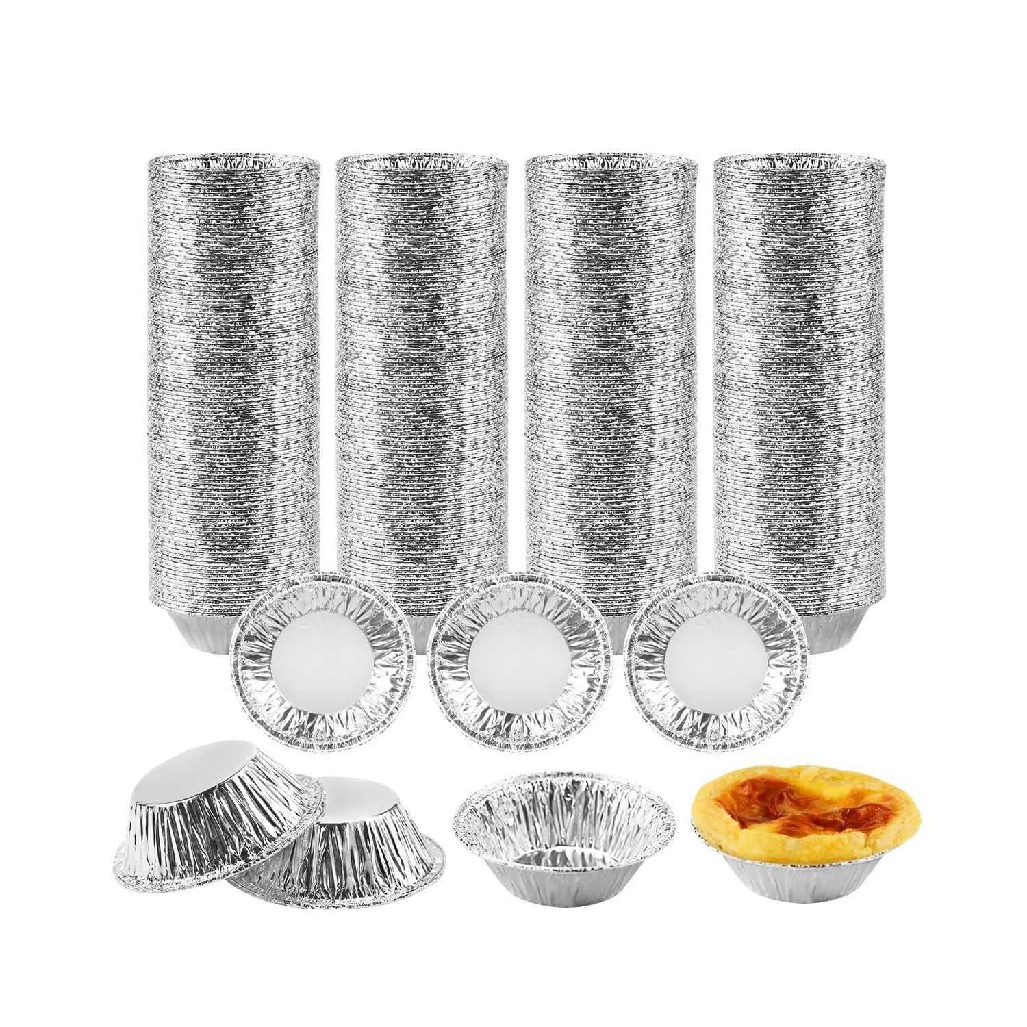 Suevut 400 Stück Aluminium Pasteis de Nata Tartelette Förmchen Set,7x2 ...
