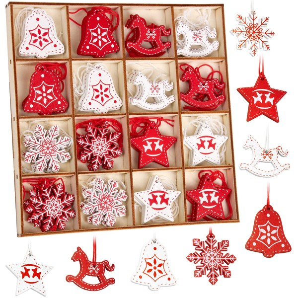 BRUBAKER 48-Piece Christmas Pendant Set – Tree Decoration Red White