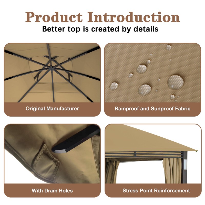 SCOCANOPY Replacement Cover Fit for Crestfield 11X13 Gazebo (Models A101017510,