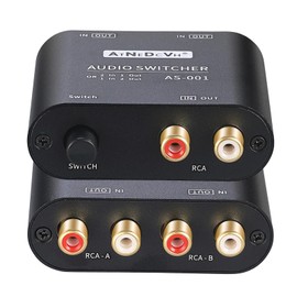 AtNeDcVh RCA / 3.5mm Port 1 in 2 Out / 2 in 1 Out Bi-Directional Audio Switcher, 2-Way Stereo L/R Sound Channel Speaker Headphone Audio Switch Selector Splitter Box