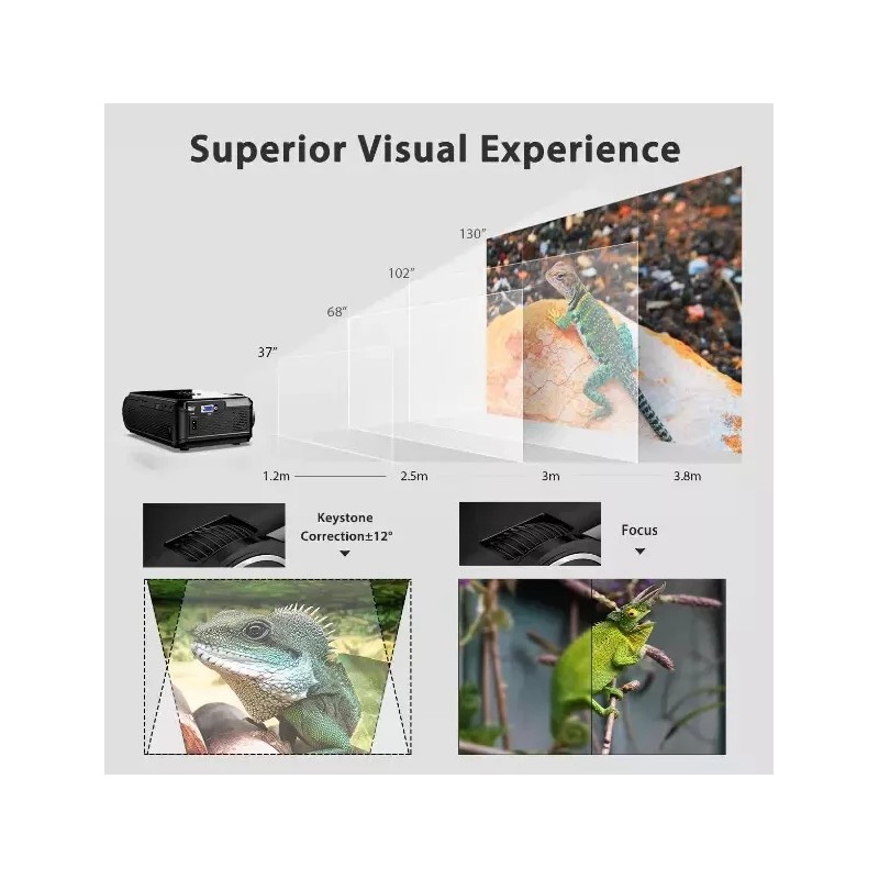 Excelvan BL-90 1000 Lumens 130 Inch Multimedia Portable LCD Projector