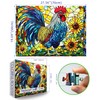 Stained Glass Rooster Puzzles for Adults 1000 Pieces Colorful Rooster