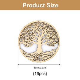 DEANKEJI Coasters Pack of 16 Cup Coasters, Diameter 10 cm, Wooden Coasters, Engraved Pattern, Two Styles, Floral Coasters, for Home, Restaurant, Bar