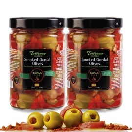 Torremar. Spanish Smoked Gordal Queen Olives. 580g (20.46oz). Pack of 2.