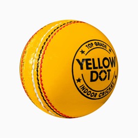 DSC Yellow Dot Indoor Cricket Leather Ball (Red) | Pack of 1 |Water Proofed Leather Ball | Suitable for Practice Game | Tournament Game | Cork