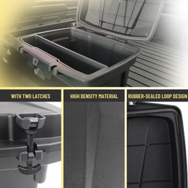 CPOWACE Rear Cargo Storage Box 21L Compatible with 2016-2025 Polaris Ranger/Ranger XP 500 570 900 1000, Polaris General 1000 Accessiories UTV Removable Waterproof Bed Box with Top Tool Tray