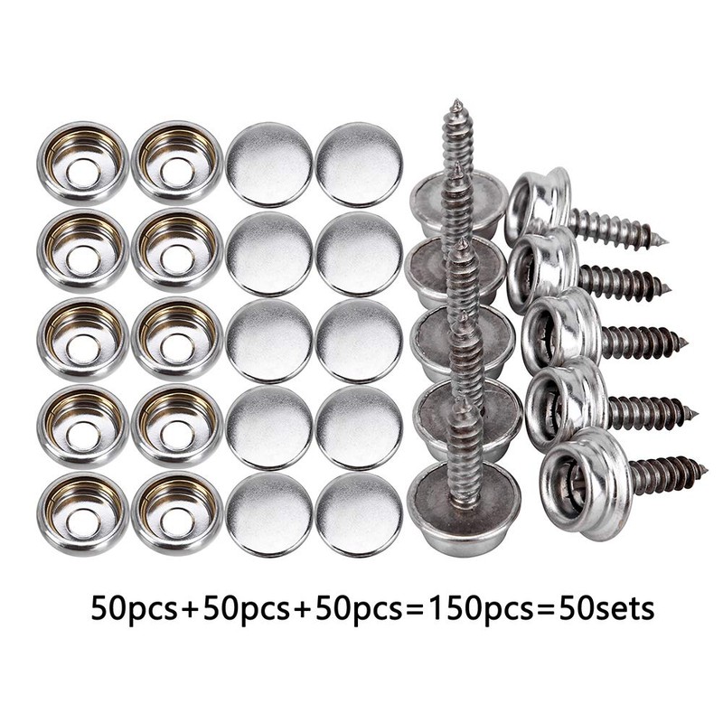 Yofuly 150pcs Navy Canvas Snap Fasteners with Metal Screws Marine