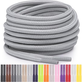 Miscly Round Shoelaces [1 Pair] 5/32″ Thick - For Shoes, Sneakers & Boots (Light Grey, 54" (137 cm))