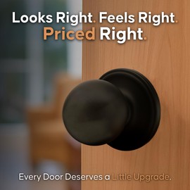 Copper Creek Colonial Passage Interior Door Knob – ANSI Grade-3 Certified, Modern Heavy Duty Handle, Easy Install and Reversible for Bedroom, Bathroom and Closets – Matte Black (3 Pack)