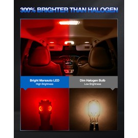 Marsauto 194 LED Bulb Brilliant Red 168 T10 2825 5SMD No Polarity Replacement Bulbs for Car Dome Map Door Courtesy License Plate Dashboard Lights (Pack of 10)