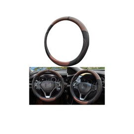 Mandark Car Steering Wheel Cover, 15 Inchs Microfiber Leather Non-Slip Vehicle Steering Wheel Protector, Breathable Auto Interior Protection Accessories, Universal for SUV Sedan Truck (Black/Brown)