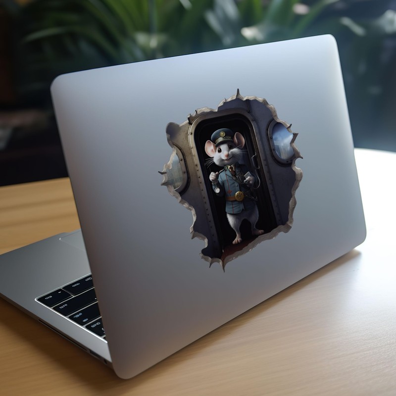 Train Conductor Mouse in Mouse Hole Decal - Mouse Hole
