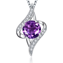EURYNOME S925 Sterling Silver Round Purple Birthstone Twisted Pendant Necklace Jewellery Birthday Gifts for Her