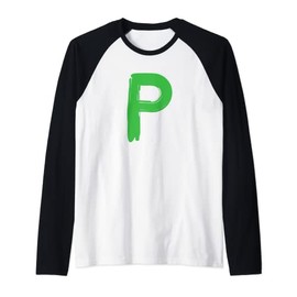 Creative Bold Green Letter P - Design Alphabet - Marker Raglan Baseball Tee