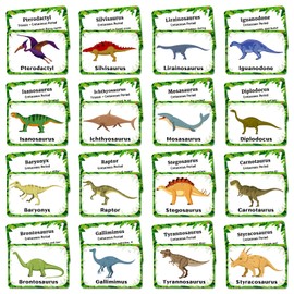 37PCS Dinosaur Cognitive Cards for Kids, Cartoon Dinosaurs Flash Cards,Portable Waterproof Jurassic Dinosaur Learning Flashcards for Preschoolers,Toddlers,Children