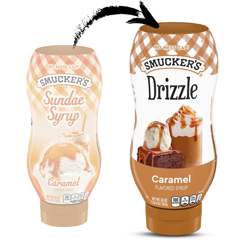 Smucker’s Drizzle Caramel Flavored Syrup, 20 Oz. Squeeze Bottles (Pack