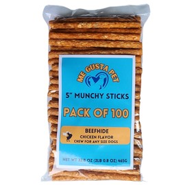 ME GUSTA PET 5" Munchy Sticks Rawhide Sticks Dog Chews | Chicken Flavor Dog Treats | Beefhide Sticks | Munchy Chicken Stick | Dogs Rawhide Chews | Munchy Sticks Chicken Flavor (100)