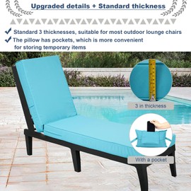 Actualaction Chaise Lounge Cushions Outdoor with PP Cotton Pillow, Waterproof Chair Cushions for Outdoor Furniture, Suitable for Patio Poolside,Garden,Beach,Pool (1 Piece-Lake Blue, 80 * 26 * 3 in)