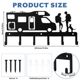 QJKEJI Key Holder for Wall, Black Cat Key Hooks Wall Mounted, Keys Racks Hangers Holders with 6 Hooks for Living Room Hallway Entrance Kitchen Office Décor(Sweet Couple)