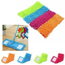 2 FRESH GREEN Microfibre MOP PADS -Chenille Noodle Mop Head, Wet Or Dry Mop Refill, Super Absorbent & Washable, Schools, Home, Catering (2 FRESH Green)