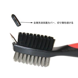 LeTradeJP Golf Brush, Black 3 in 1 Golf Cleaning Brush, Golf Club Cleaning Brush with Extending Reel and Carabiner Clip, Double Sided Portable for Cleaning, Convenient, Lightweight, Multi-Purpose