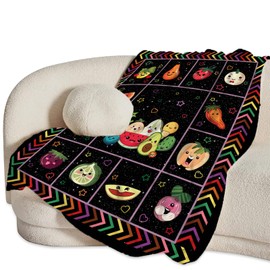 Fruits Blanket Cute Fruit Throw Blankets Funny Galaxy Plush Cozy Flannel Fleece Ultra Soft Fuzzy Party Blanket Gifts for Girls Women Men Boys Kids Bed 50"X40"