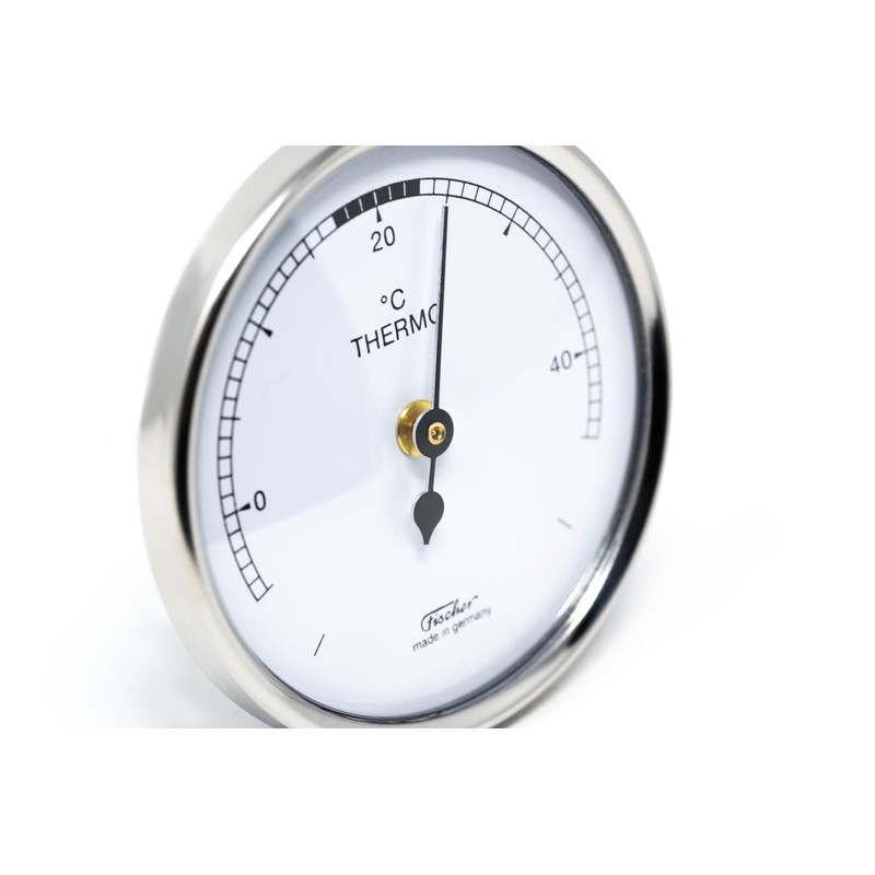 Fischer 151CR Raumthermometer - 68 mm Bimetall-Thermometer - Kunststoffgehäuse Silber