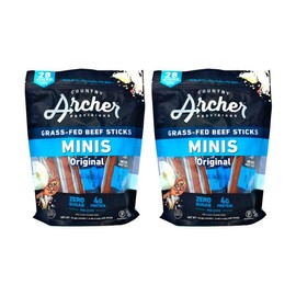Country Archer Mini Beef Sticks Original Flavor - 56 Individually Wrapped Mini Beef Sticks Total - Gluten Free - Made With 100% Grass Fed Beef - Certified Paleo