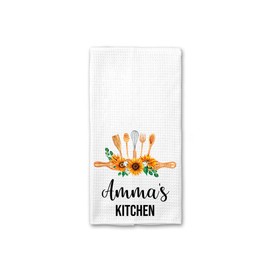 Amma's Kitchen Towel - Tea Towel Kitchen Decor Sunflower Watercolor - Amma's Birthday Gift - New Home Gift - Kitchen Soft and Absorbent Kitchen Tea Towel