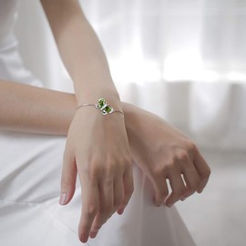 Aurora Tears Green Butterfly Bracelets Women 925 Sterling Silver Animal Butterflies August Birthstone Peridot Link Adjustable Bracelet Crystal Wedding Birthday Jewelry DB0115A