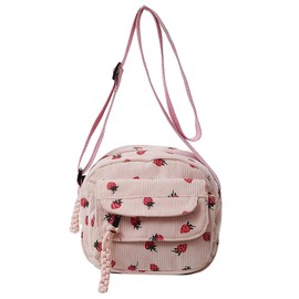 Cute Crossbody Bag for Women Corduroy Strawberry Purse Small Crossbody Purse for Women Nylon Crossbody Bags for Women