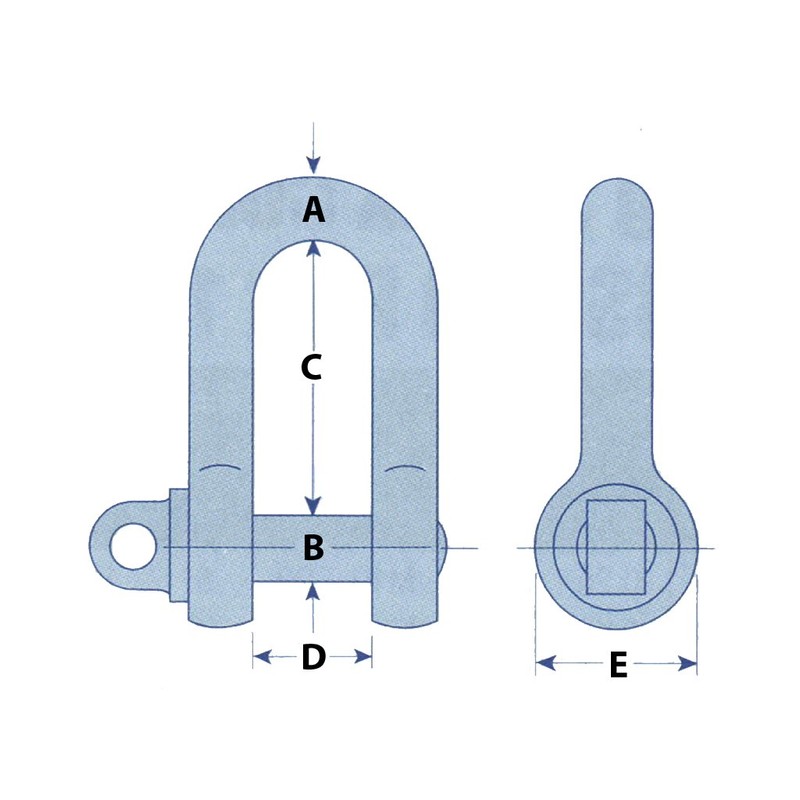 X2 1 Ton Galvanised Small Dee Shackle with Screw Pin